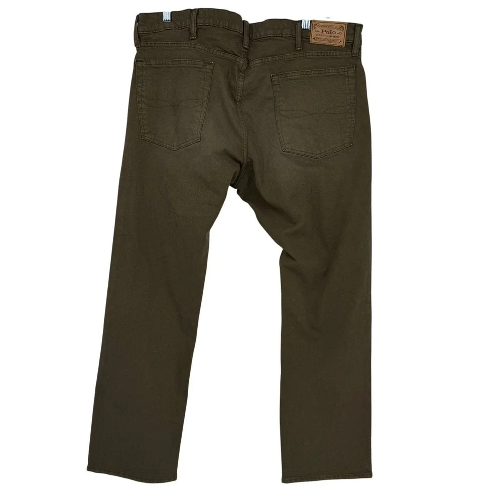 Polo Ralph Lauren 38x32 (39x31.5) Olive Green Stretch Cotton Straight Leg Jeans